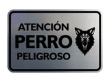 Signs ByLITA Classic Framed Atención Perro Peligroso Graphic Spanish Security Wall or Door Sign