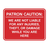 Signs ByLITA Classic Framed Patron Caution: We are not liable for any injuries, theft, or damage while you are here Door or Wall Sign Easy Installation | Warning Health & Safety | Office & Venues