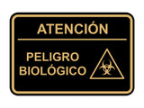 Signs ByLITA Classic Framed Atención Peligro biológico Door or Wall Sign Easy Installation | Health And Safety | Building And Hospitality