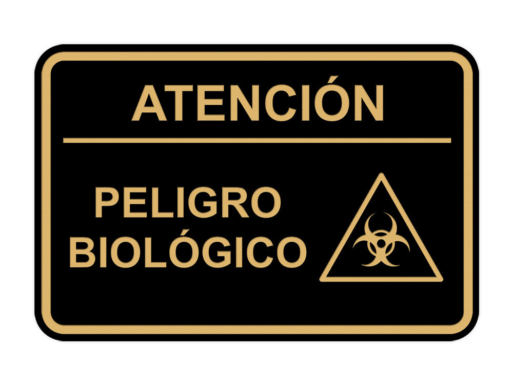 Signs ByLITA Classic Framed Atención Peligro biológico Door or Wall Sign Easy Installation | Health And Safety | Building And Hospitality