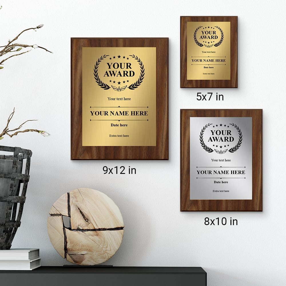 Signs ByLITA Customizable Award Wooden Plaque Award with Easel Stand, Engraved Gift for winners of awards, certificates and achievements (Available in 5 x 7", 8 x 10" or 9 x 12")
