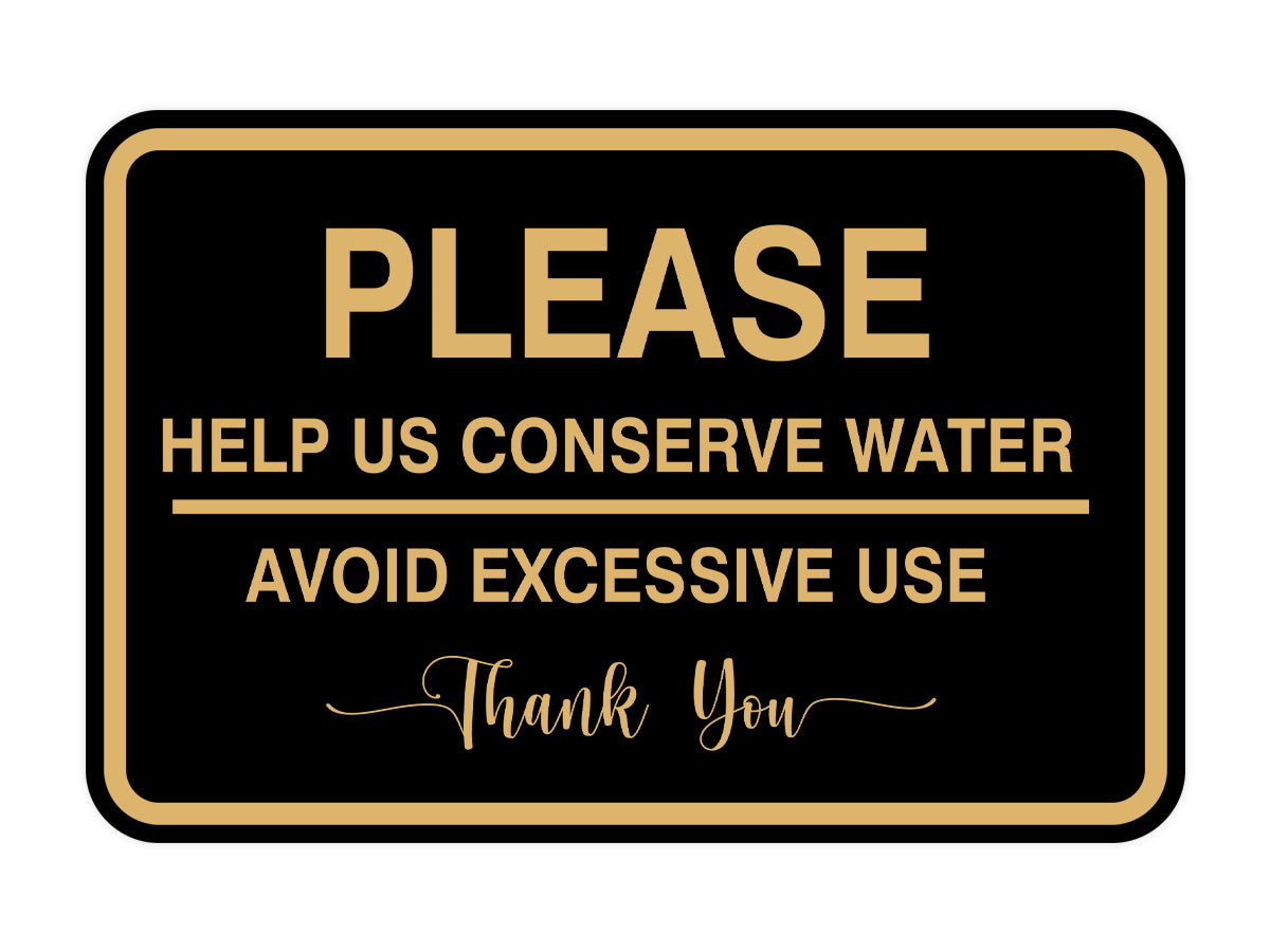 Signs ByLITA Classic Framed Please Help Us Conserve Water Avoid Excessive Use Thank You Door or Wall Sign | Eco-Friendly Home Signs