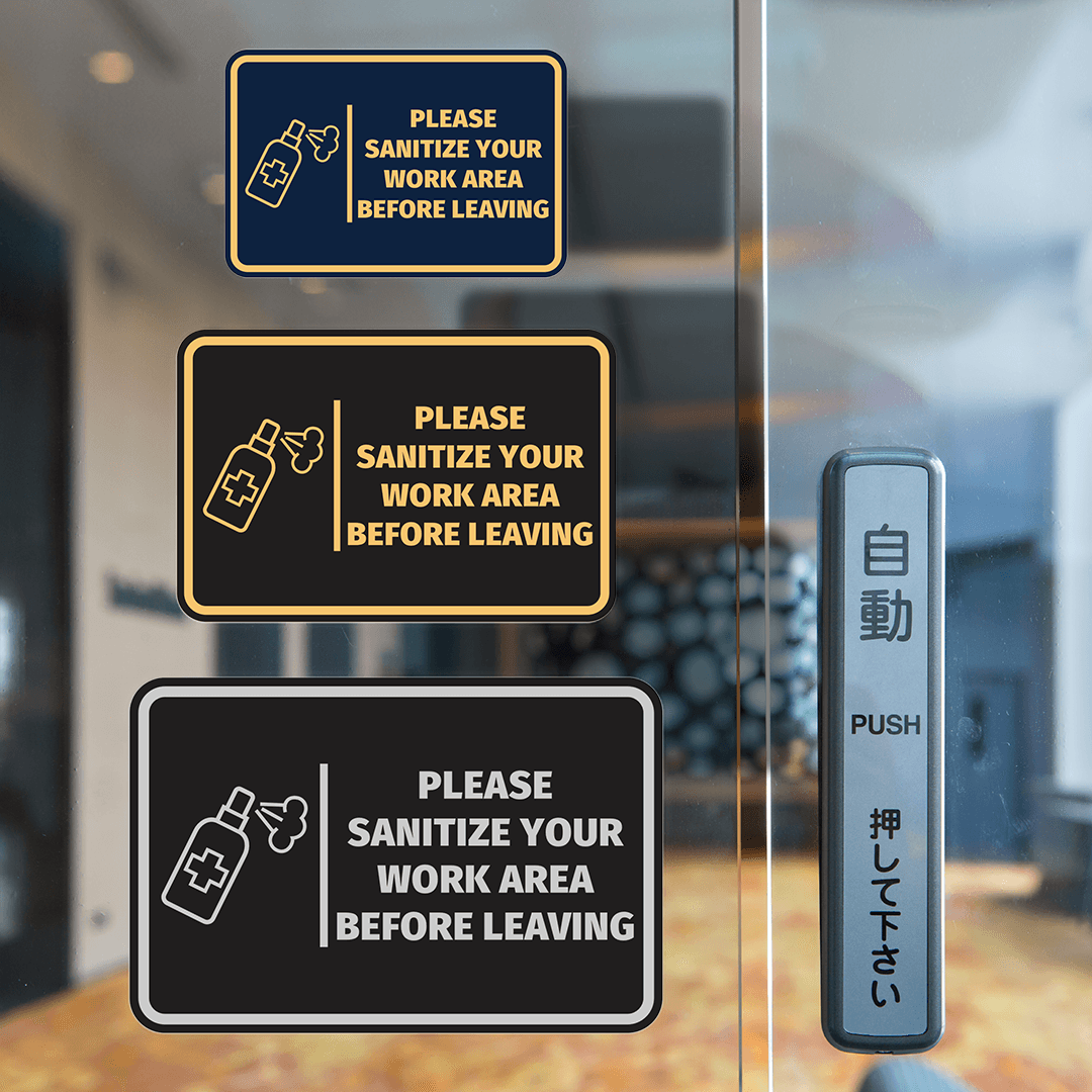 Signs ByLITA Classic Framed Please Sanitize Your Work Area Before Leaving Door or Wall Sign Easy Installation | Health And Safety | Building And Hospitality Signs