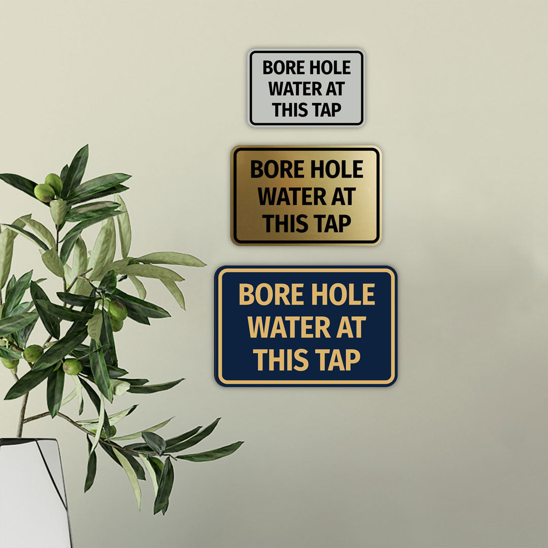 Signs ByLITA Classic Framed Bore Hole Water At This Tap Door or Wall Sign | Eco-Friendly Home Signs