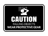 Signs ByLITA Classic Framed Caution: Falling Objects - Wear Protective Gear Door or Wall Sign Easy Installation | Health And Safety | Building And Warning Signs