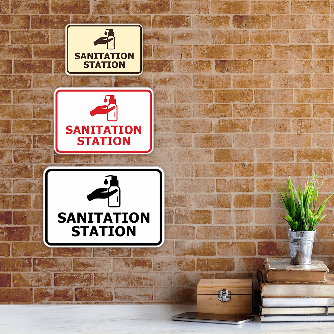 Signs ByLITA Classic Framed Sanitation Station Door or Wall Sign Easy Installation | Health And Safety | Building And Hospitality Signs