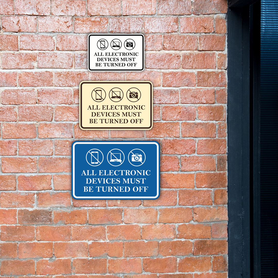 Signs ByLITA Classic Framed All Electronic Devices Must Be Turned Off Door or Wall Sign Durable ABS Plastic | Laser Engraved | Easy Installation | Courtroom