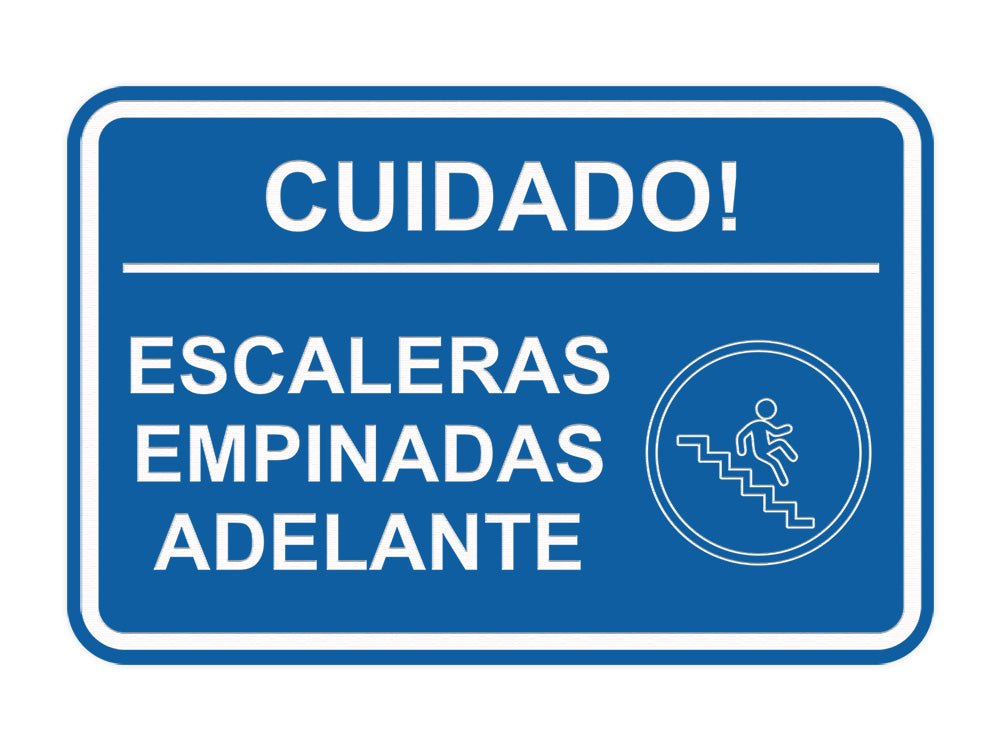 Signs ByLITA Classic Framed Cuidado Escaleras Empinadas Adelante Door or Wall Sign Easy Installation | Health And Safety | Building And Hospitality