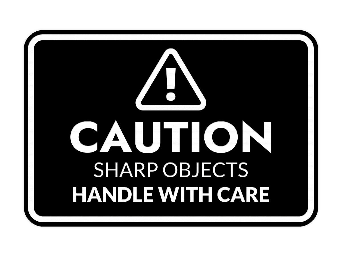 Signs ByLITA Classic Framed Caution: Sharp Objects - Handle with Care Door or Wall Sign Easy Installation | Health And Safety | Building And Warning Signs