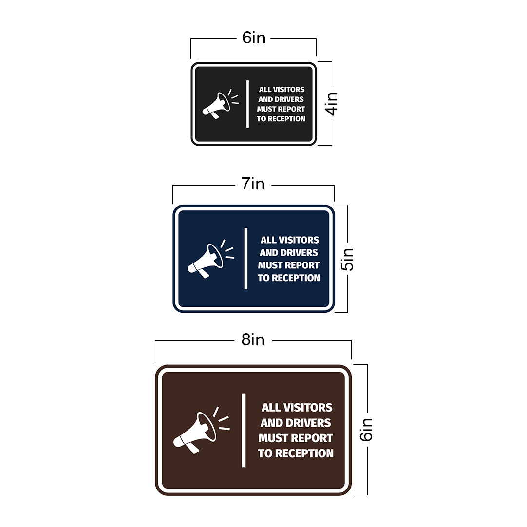 Signs ByLITA Classic Framed All Visitors And Drivers Must Report To Reception Door or Wall Sign Easy Installation | Health And Safety | Building And Hospitality Signs