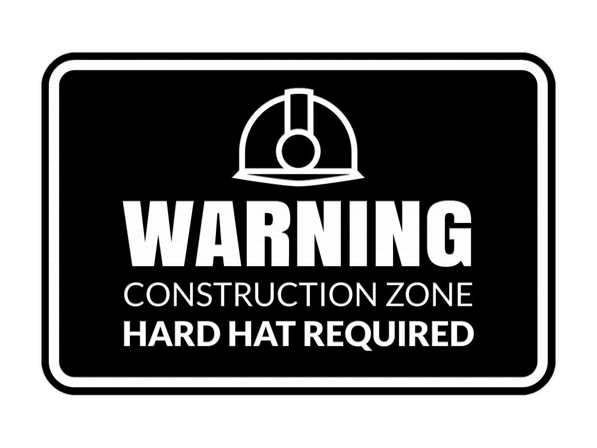 Signs ByLITA Classic Framed Warning: Construction Zone - Hard Hat Required Door or Wall Sign Easy Installation | Health And Safety | Building And Warning Signs