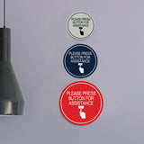 Signs ByLITA Circle Please Press Button For Assistance (hand on button) Wall or Door Sign