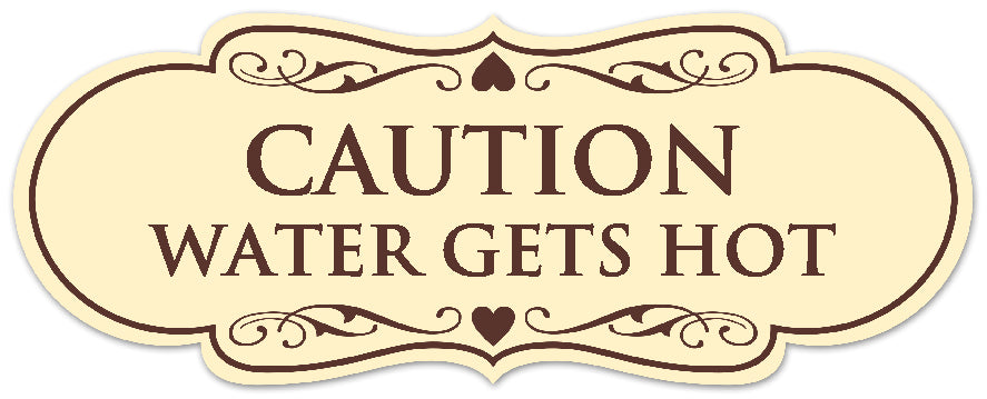 Signs ByLITA Designer Caution Water Gets Very Hot Sign - Easy Installation | Durable Wall or Door Sign