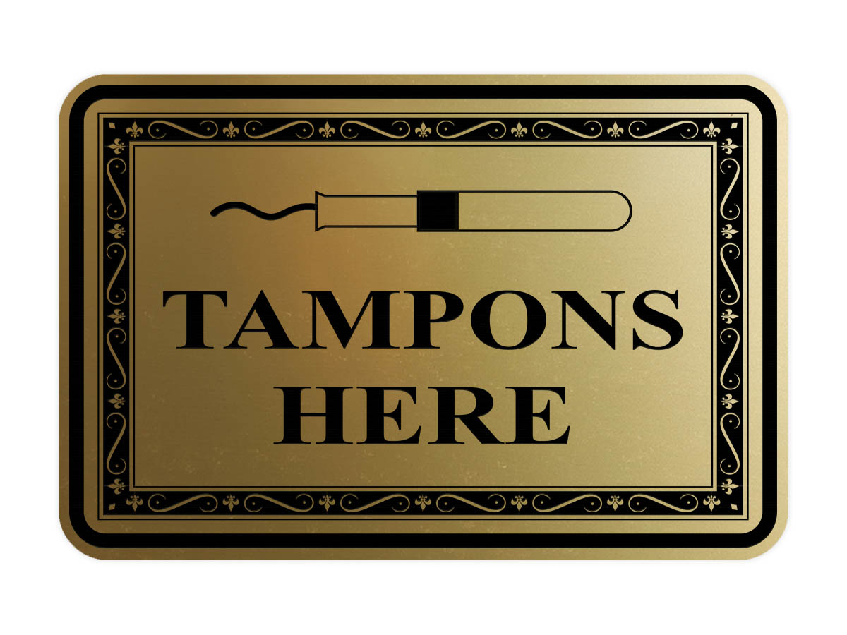 Signs ByLITA Classic Framed Tampons Here Vintage Bathroom Wall or Door Sign