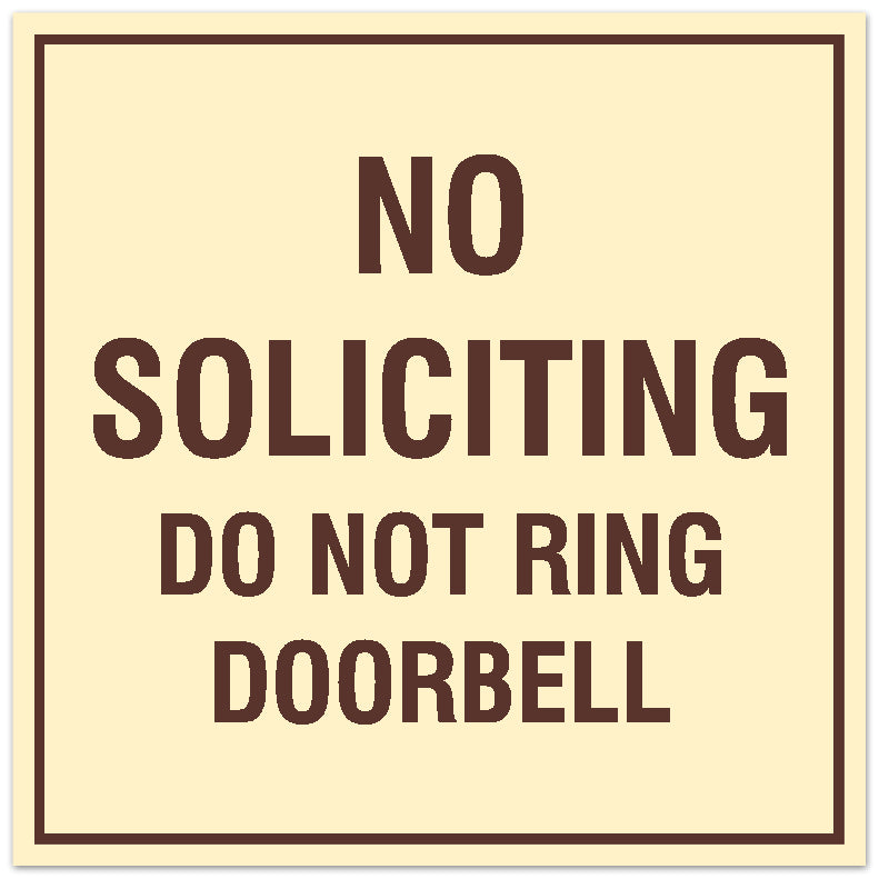 Signs ByLITA Square No Soliciting Do Not Ring Doorbell Sign - Easy Installation | Durable Material