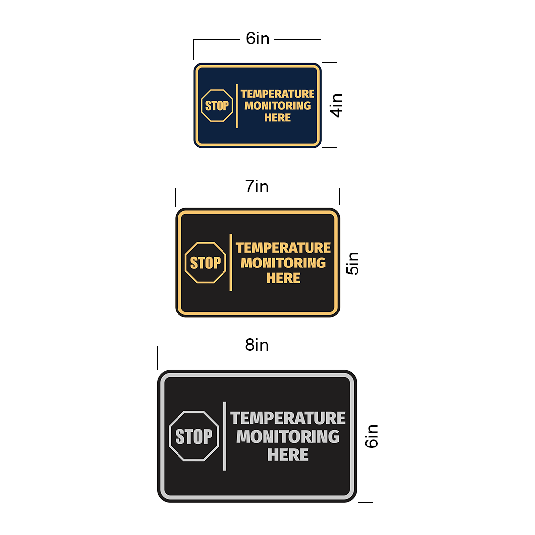 Signs ByLITA Classic Framed Stop! Temperature Monitoring Here Door or Wall Sign Easy Installation | Health And Safety | Building And Hospitality Signs