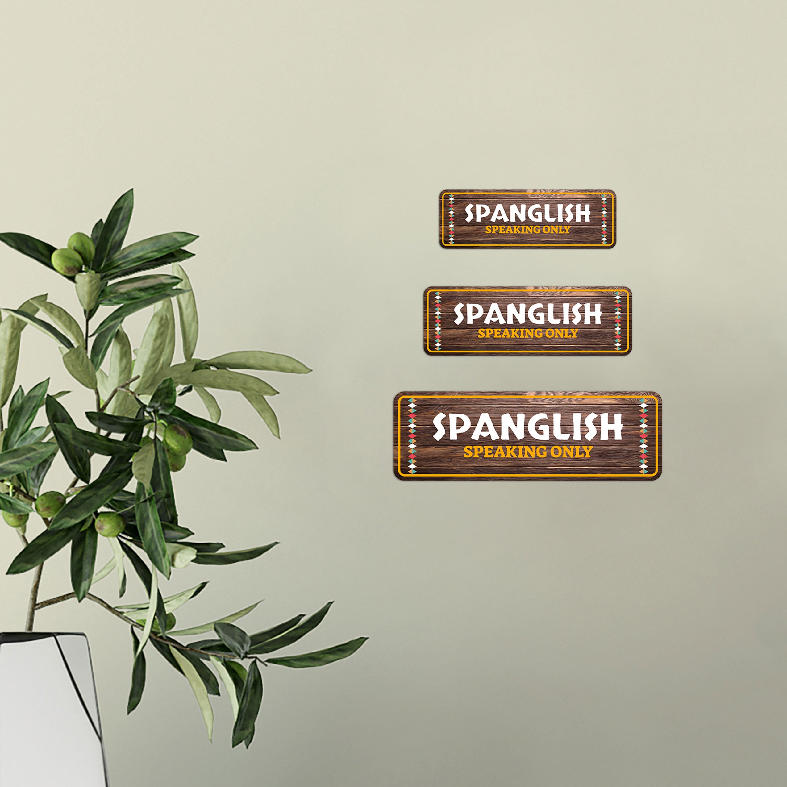Standard Plus Spanglish Speaking Only Door or Wall Sign | Funny Spanish Signs For Stores & Businesses