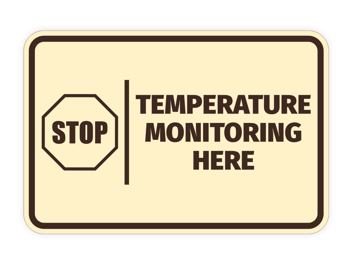 Signs ByLITA Classic Framed Stop! Temperature Monitoring Here Door or Wall Sign Easy Installation | Health And Safety | Building And Hospitality Signs