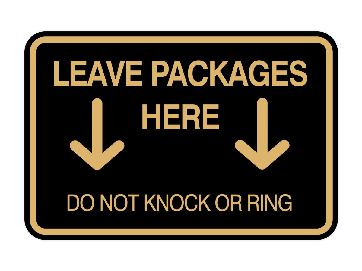 Signs ByLITA Classic Framed Leave Packages Here Do not Knock or Ring Entrance Wall or Door Sign