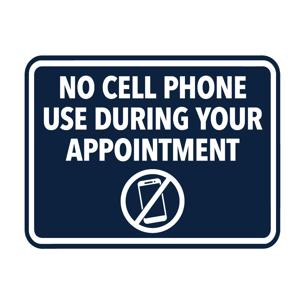 Signs ByLITA Classic Framed No Cell Phone Use During Your Appointment Wall or Door Sign | Easy Installation | Warning Business Signage