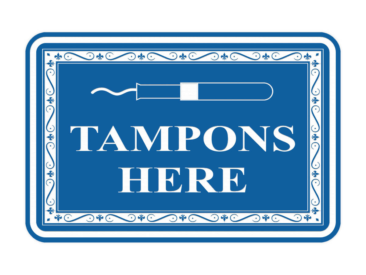 Signs ByLITA Classic Framed Tampons Here Vintage Bathroom Wall or Door Sign