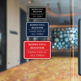 Signs ByLITA Classic Framed Respectful Behavior Expected at All Times Door or Wall Sign Durable ABS Plastic | Laser Engraved | Easy Installation | Courtroom