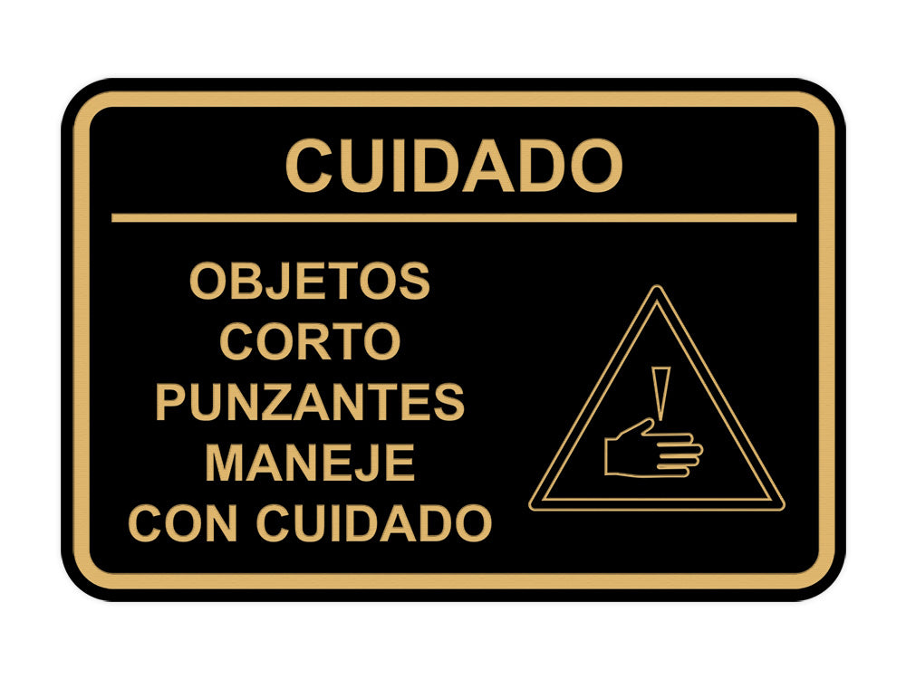 Signs ByLITA Classic Framed Cuidado Objetos Corto Punzantes Maneje con cuidado Door or Wall Sign Easy Installation | Health And Safety | Building And Hospitality