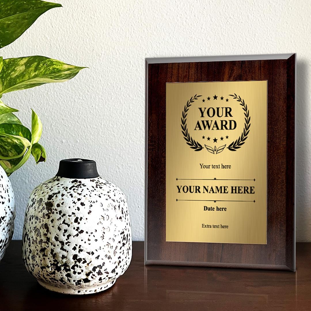 Signs ByLITA Customizable Award Wooden Plaque Award with Easel Stand, Engraved Gift for winners of awards, certificates and achievements (Available in 5 x 7", 8 x 10" or 9 x 12")