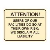 Signs ByLITA Classic Framed Attention! Users of our facilities do so at their own risk; we disclaim all liability Door or Wall Sign Easy Installation | Warning Health & Safety | Office & Venues