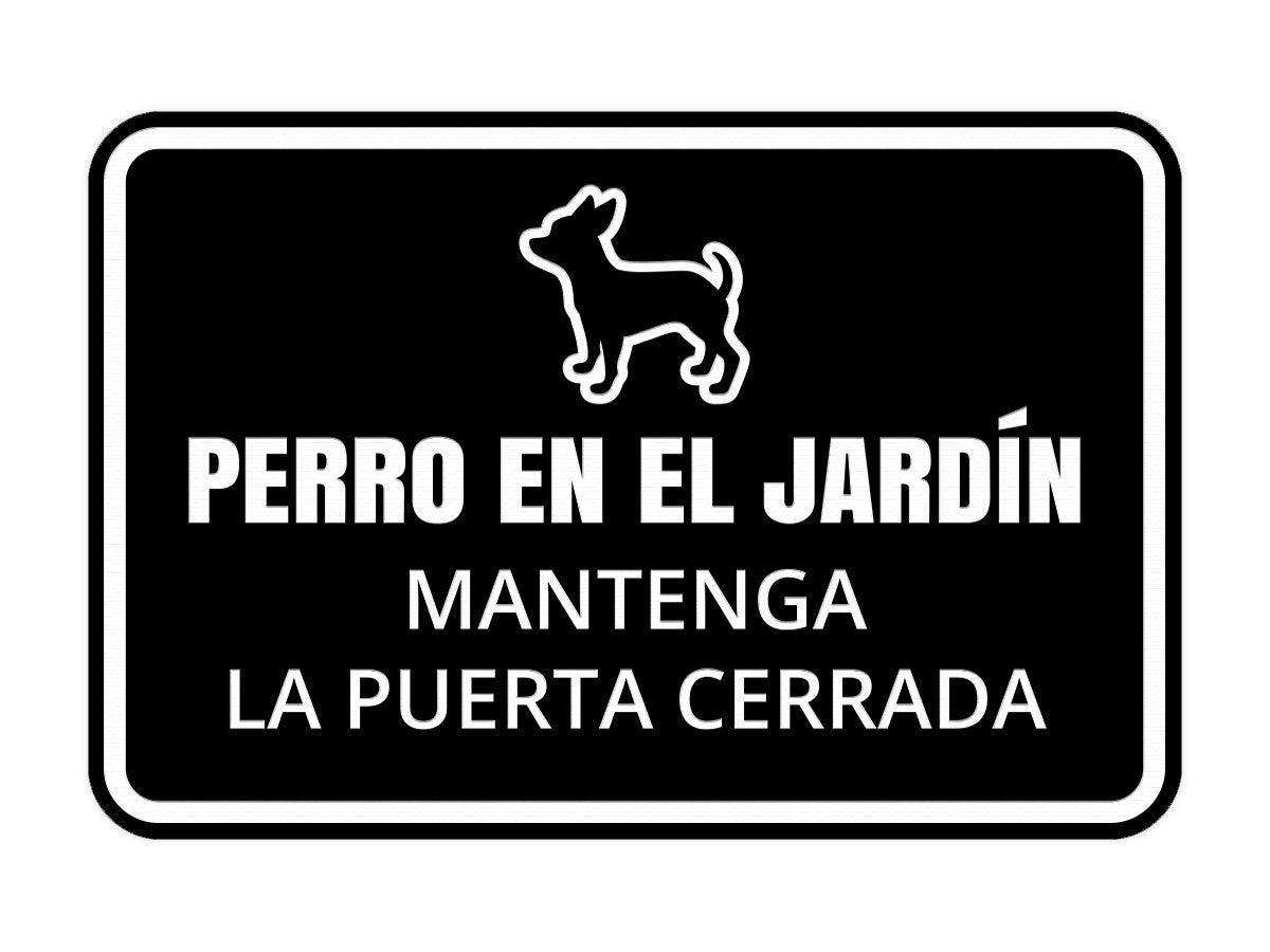 Signs ByLITA Classic Framed Perro En El Jardín Mantenga la Puerta Cerrada Wall or Door | Spanish Home Security Signs