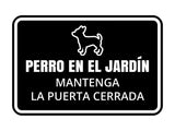 Signs ByLITA Classic Framed Perro En El Jardín Mantenga la Puerta Cerrada Wall or Door | Spanish Home Security Signs