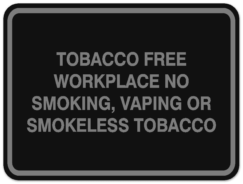 Signs ByLITA Classic Framed TOBACCO FREE WORKPLACE NO SMOKING, VAPING OR SMOKELESS TOBACCO Door or Wall Sign Durable ABS Plastic | Laser Engraved | Easy Installation | Elegant Design