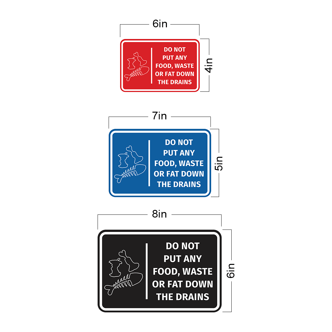 Signs ByLITA Classic Framed Do Not Put Any Food, Waste or Fat Down The Drains Door or Wall Sign Easy Installation | Health And Safety | Building And Hospitality Signs