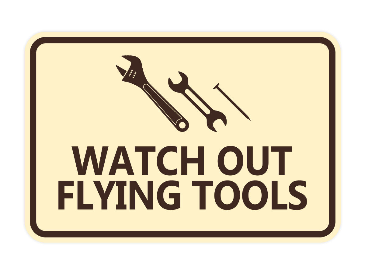 Signs ByLITA Classic Framed Watch Out Flying Tools Wall or Door Sign