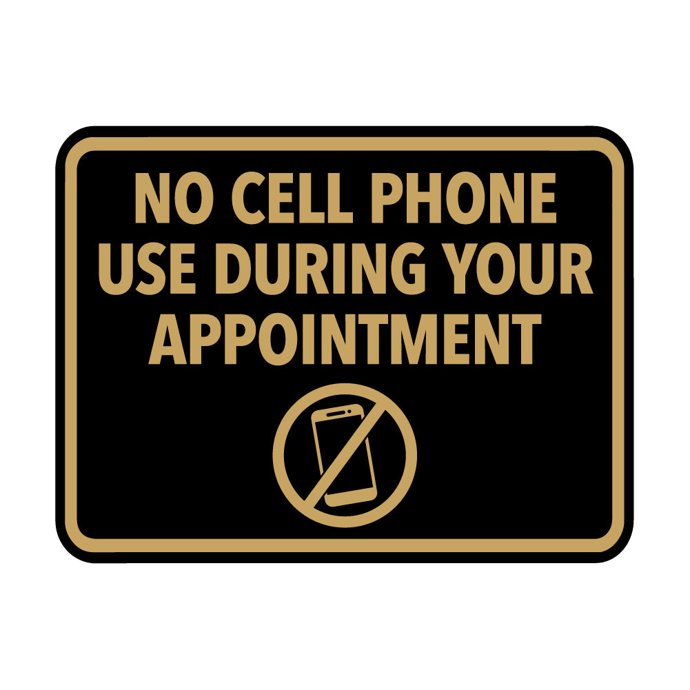 Signs ByLITA Classic Framed No Cell Phone Use During Your Appointment Wall or Door Sign | Easy Installation | Warning Business Signage