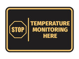 Signs ByLITA Classic Framed Stop! Temperature Monitoring Here Door or Wall Sign Easy Installation | Health And Safety | Building And Hospitality Signs