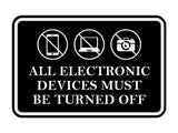 Signs ByLITA Classic Framed All Electronic Devices Must Be Turned Off Door or Wall Sign Durable ABS Plastic | Laser Engraved | Easy Installation | Courtroom