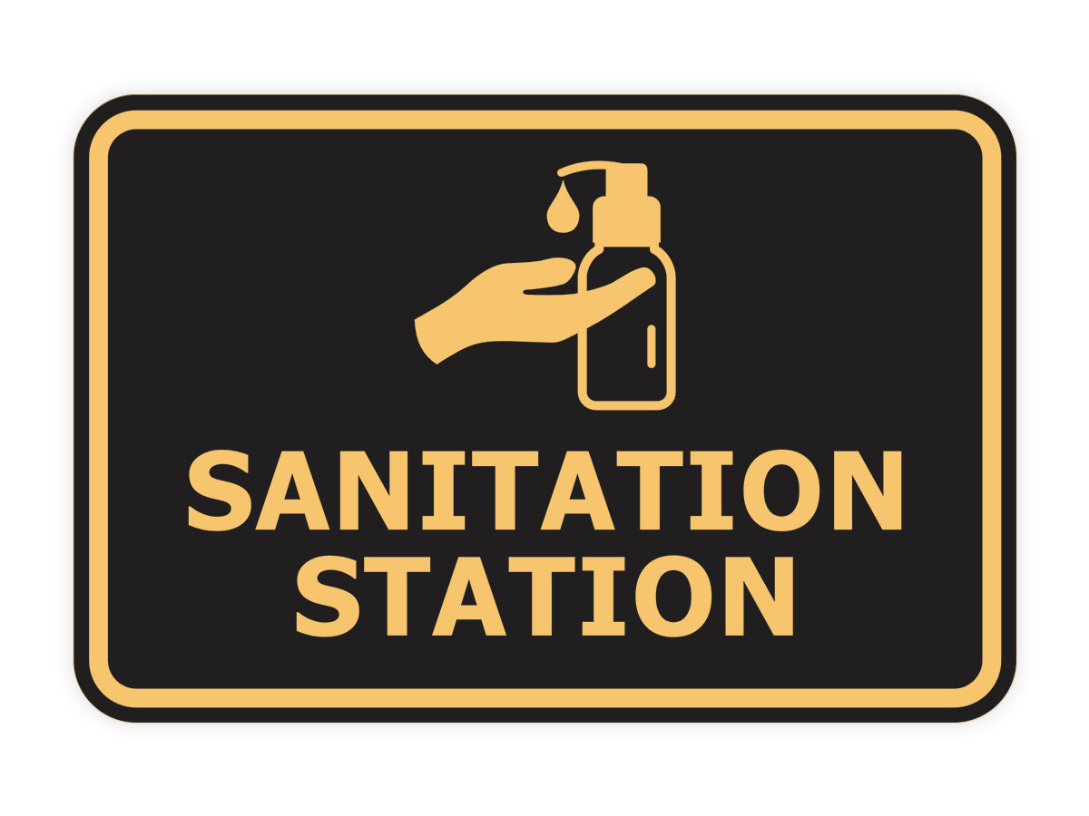 Signs ByLITA Classic Framed Sanitation Station Door or Wall Sign Easy Installation | Health And Safety | Building And Hospitality Signs