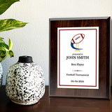 Football Customizable Wooden Award Plaque | Easel Mount Option | Achievement and Recognition Personalizable Plaques