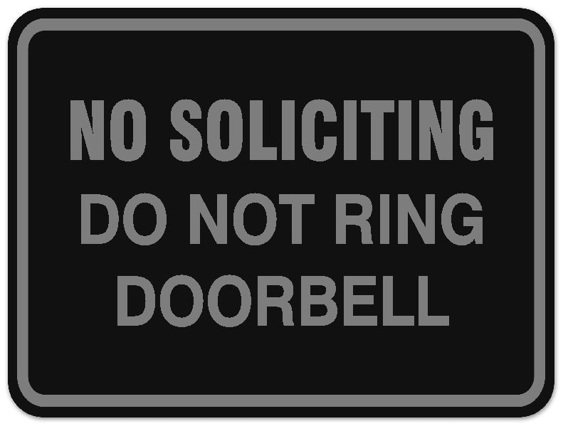 Signs ByLITA Classic Framed NO SOLICITING DO NOT RING DOORBELL Door or Wall Sign Durable ABS Plastic | Laser Engraved | Easy Installation | Elegant Design