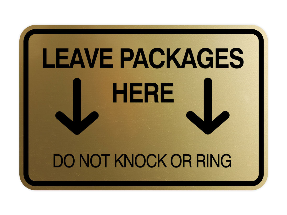 Signs ByLITA Classic Framed Leave Packages Here Do not Knock or Ring Entrance Wall or Door Sign