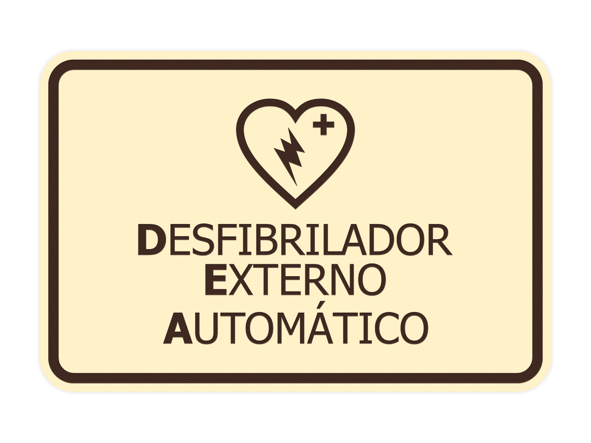 Signs ByLITA Classic Framed Desfibrilador Externo Automatico Door or Wall Sign