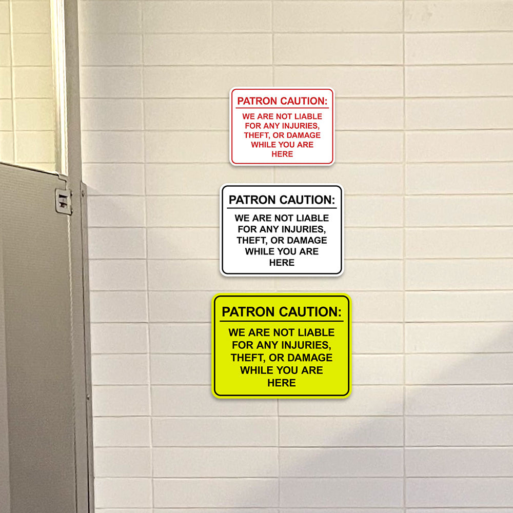 Signs ByLITA Classic Framed Patron Caution: We are not liable for any injuries, theft, or damage while you are here Door or Wall Sign Easy Installation | Warning Health & Safety | Office & Venues