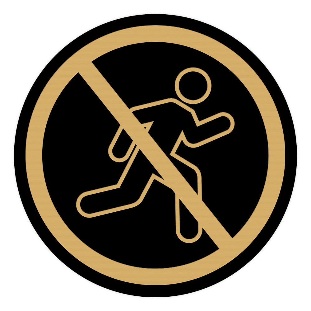 Signs ByLITA Circle No Running Graphic Door or Wall Sign | Easy Installation | Durable Construction | Promote Health And Safety | Caution Warning Sign for Home, Business and Office Spaces