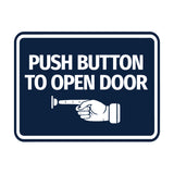 Signs ByLITA Classic Framed Push button to open door (finger pointing left) Wall or Door Sign