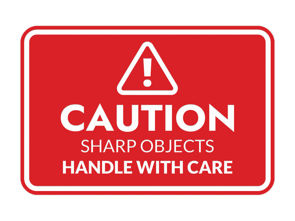 Signs ByLITA Classic Framed Caution: Sharp Objects - Handle with Care Door or Wall Sign Easy Installation | Health And Safety | Building And Warning Signs