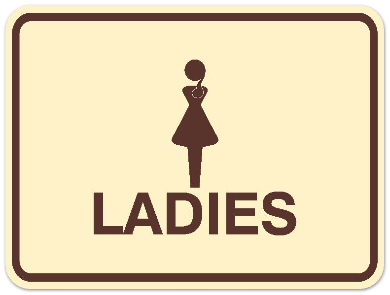Signs ByLITA Classic Framed Ladies Figurine Restroom Sign - Easy Installation | Durable Material