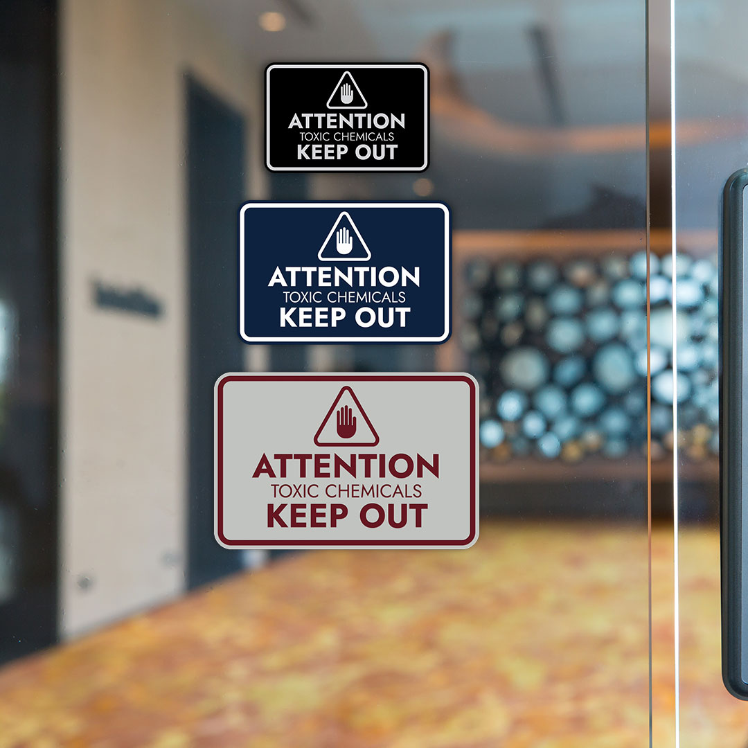 Signs ByLITA Classic Framed Attention: Toxic Chemicals - Keep Out Door or Wall Sign Easy Installation | Health And Safety | Building And Warning Signs