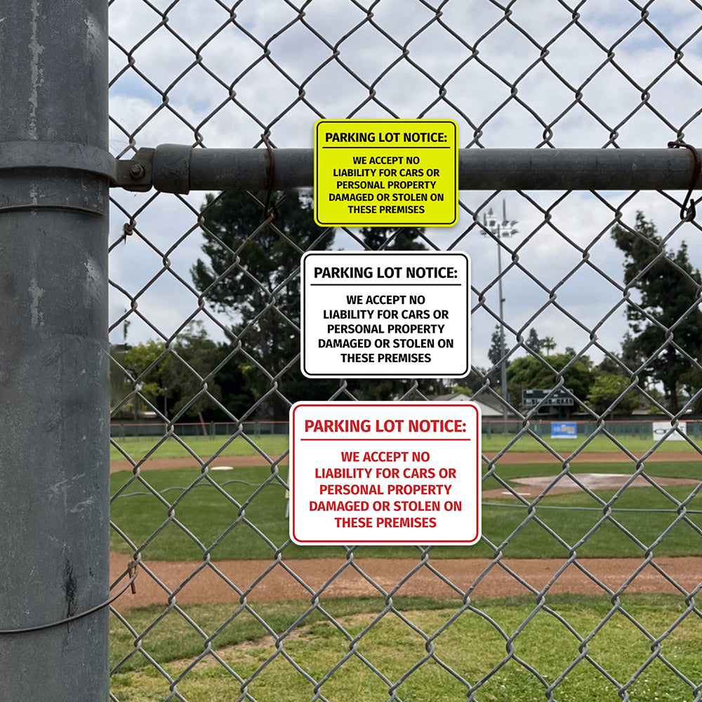 Signs ByLITA Classic Framed Parking Lot Notice: We Accept No Liability For Cars or Personal Property Damaged or Stolen On These Premises Door or Wall Sign Easy Installation | Warning Health & Safety | Office & Venues