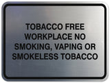 Signs ByLITA Classic Framed TOBACCO FREE WORKPLACE NO SMOKING, VAPING OR SMOKELESS TOBACCO Door or Wall Sign Durable ABS Plastic | Laser Engraved | Easy Installation | Elegant Design